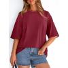 image:imagePRETTYGARDEN Womens 2026 Spring Going Out Tops Casual Short Sleeve Crewneck Loose Fit Basic Oversized T Shirts Summer OutfitsBurgundy