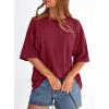 image:imagePRETTYGARDEN Womens 2026 Spring Going Out Tops Casual Short Sleeve Crewneck Loose Fit Basic Oversized T Shirts Summer OutfitsBurgundy
