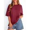 image:imagePRETTYGARDEN Womens 2026 Spring Going Out Tops Casual Short Sleeve Crewneck Loose Fit Basic Oversized T Shirts Summer OutfitsBurgundy