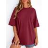 image:imagePRETTYGARDEN Womens 2026 Spring Going Out Tops Casual Short Sleeve Crewneck Loose Fit Basic Oversized T Shirts Summer OutfitsBurgundy