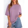 image:imagePRETTYGARDEN Womens 2026 Spring Going Out Tops Casual Short Sleeve Crewneck Loose Fit Basic Oversized T Shirts Summer OutfitsDark Pink