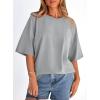 image:imagePRETTYGARDEN Womens 2026 Spring Going Out Tops Casual Short Sleeve Crewneck Loose Fit Basic Oversized T Shirts Summer OutfitsGrey