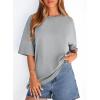 image:imagePRETTYGARDEN Womens 2026 Spring Going Out Tops Casual Short Sleeve Crewneck Loose Fit Basic Oversized T Shirts Summer OutfitsGrey