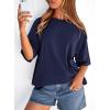 image:imagePRETTYGARDEN Womens 2026 Spring Going Out Tops Casual Short Sleeve Crewneck Loose Fit Basic Oversized T Shirts Summer OutfitsNavy Blue