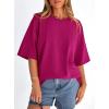 image:imagePRETTYGARDEN Womens 2026 Spring Going Out Tops Casual Short Sleeve Crewneck Loose Fit Basic Oversized T Shirts Summer OutfitsRose Red