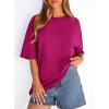 image:imagePRETTYGARDEN Womens 2026 Spring Going Out Tops Casual Short Sleeve Crewneck Loose Fit Basic Oversized T Shirts Summer OutfitsRose Red