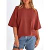 image:imagePRETTYGARDEN Womens 2026 Spring Going Out Tops Casual Short Sleeve Crewneck Loose Fit Basic Oversized T Shirts Summer OutfitsRust Red