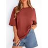 image:imagePRETTYGARDEN Womens 2026 Spring Going Out Tops Casual Short Sleeve Crewneck Loose Fit Basic Oversized T Shirts Summer OutfitsRust Red