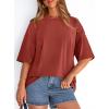 image:imagePRETTYGARDEN Womens 2026 Spring Going Out Tops Casual Short Sleeve Crewneck Loose Fit Basic Oversized T Shirts Summer OutfitsRust Red