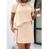 image:imagePRETTYGARDEN Womens 2026 Summer 2 Piece Skirt Sets Short Sleeve Shirts Tops Skorts Matching Workout Clothes Travel OutfitsBeige