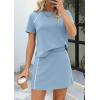 image:imagePRETTYGARDEN Womens 2026 Summer 2 Piece Skirt Sets Short Sleeve Shirts Tops Skorts Matching Workout Clothes Travel OutfitsBlue Grey