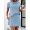 image:imagePRETTYGARDEN Womens 2026 Summer 2 Piece Skirt Sets Short Sleeve Shirts Tops Skorts Matching Workout Clothes Travel OutfitsBlue Grey