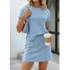 image:imagePRETTYGARDEN Womens 2026 Summer 2 Piece Skirt Sets Short Sleeve Shirts Tops Skorts Matching Workout Clothes Travel OutfitsBlue Grey