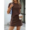 image:imagePRETTYGARDEN Womens 2026 Summer 2 Piece Skirt Sets Short Sleeve Shirts Tops Skorts Matching Workout Clothes Travel OutfitsBrown