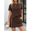 image:imagePRETTYGARDEN Womens 2026 Summer 2 Piece Skirt Sets Short Sleeve Shirts Tops Skorts Matching Workout Clothes Travel OutfitsBrown
