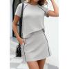 image:imagePRETTYGARDEN Womens 2026 Summer 2 Piece Skirt Sets Short Sleeve Shirts Tops Skorts Matching Workout Clothes Travel OutfitsLight Grey