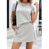image:imagePRETTYGARDEN Womens 2026 Summer 2 Piece Skirt Sets Short Sleeve Shirts Tops Skorts Matching Workout Clothes Travel OutfitsLight Grey