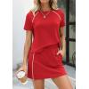 image:imagePRETTYGARDEN Womens 2026 Summer 2 Piece Skirt Sets Short Sleeve Shirts Tops Skorts Matching Workout Clothes Travel OutfitsRed
