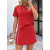 image:imagePRETTYGARDEN Womens 2026 Summer 2 Piece Skirt Sets Short Sleeve Shirts Tops Skorts Matching Workout Clothes Travel OutfitsRed