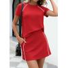 image:imagePRETTYGARDEN Womens 2026 Summer 2 Piece Skirt Sets Short Sleeve Shirts Tops Skorts Matching Workout Clothes Travel OutfitsRed