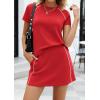 image:imagePRETTYGARDEN Womens 2026 Summer 2 Piece Skirt Sets Short Sleeve Shirts Tops Skorts Matching Workout Clothes Travel OutfitsRed