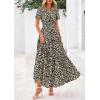 image:imagePRETTYGARDEN Womens 2026 Summer Boho Maxi Dresses Floral Short Sleeve V Neck A Line Tiered Flowy Long Beach Vacation DressBlack