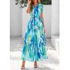 image:imagePRETTYGARDEN Womens 2026 Summer Boho Maxi Dresses Floral Short Sleeve V Neck A Line Tiered Flowy Long Beach Vacation DressBlue
