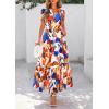 image:imagePRETTYGARDEN Womens 2026 Summer Boho Maxi Dresses Floral Short Sleeve V Neck A Line Tiered Flowy Long Beach Vacation DressBlue Watercolour