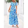 image:imagePRETTYGARDEN Womens 2026 Summer Boho Maxi Dresses Floral Short Sleeve V Neck A Line Tiered Flowy Long Beach Vacation DressFloral Blue