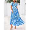image:imagePRETTYGARDEN Womens 2026 Summer Boho Maxi Dresses Floral Short Sleeve V Neck A Line Tiered Flowy Long Beach Vacation DressFloral Blue