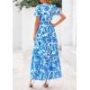 image:imagePRETTYGARDEN Womens 2026 Summer Boho Maxi Dresses Floral Short Sleeve V Neck A Line Tiered Flowy Long Beach Vacation DressFloral Blue