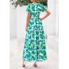 image:imagePRETTYGARDEN Womens 2026 Summer Boho Maxi Dresses Floral Short Sleeve V Neck A Line Tiered Flowy Long Beach Vacation DressFloral Green