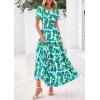 image:imagePRETTYGARDEN Womens 2026 Summer Boho Maxi Dresses Floral Short Sleeve V Neck A Line Tiered Flowy Long Beach Vacation DressFloral Green