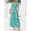 image:imagePRETTYGARDEN Womens 2026 Summer Boho Maxi Dresses Floral Short Sleeve V Neck A Line Tiered Flowy Long Beach Vacation DressFloral Green