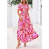 image:imagePRETTYGARDEN Womens 2026 Summer Boho Maxi Dresses Floral Short Sleeve V Neck A Line Tiered Flowy Long Beach Vacation DressFloral Rose Red