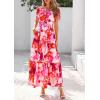 image:imagePRETTYGARDEN Womens 2026 Summer Boho Maxi Dresses Floral Short Sleeve V Neck A Line Tiered Flowy Long Beach Vacation DressRed