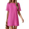 image:imagePRETTYGARDEN Womens 2026 Summer Casual Short Dresses Embroidered Lace Short Sleeve Boho Mini Dress Beach Vacation ClothesRose Red