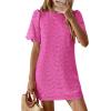 image:imagePRETTYGARDEN Womens 2026 Summer Casual Short Dresses Embroidered Lace Short Sleeve Boho Mini Dress Beach Vacation ClothesRose Red