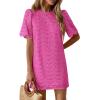 image:imagePRETTYGARDEN Womens 2026 Summer Casual Short Dresses Embroidered Lace Short Sleeve Boho Mini Dress Beach Vacation ClothesRose Red