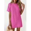 image:imagePRETTYGARDEN Womens 2026 Summer Casual Short Dresses Embroidered Lace Short Sleeve Boho Mini Dress Beach Vacation ClothesRose Red