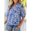 image:imagePRETTYGARDEN Womens 2026 Summer Floral Blouses Dressy Casual Half Sleeve V Neck Going Out Boho Tops Spring Fashion ClothingBlue