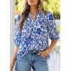 image:imagePRETTYGARDEN Womens 2026 Summer Floral Blouses Dressy Casual Half Sleeve V Neck Going Out Boho Tops Spring Fashion ClothingBlue