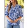 image:imagePRETTYGARDEN Womens 2026 Summer Floral Blouses Dressy Casual Half Sleeve V Neck Going Out Boho Tops Spring Fashion ClothingBlue