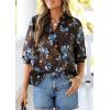 image:imagePRETTYGARDEN Womens 2026 Summer Floral Blouses Dressy Casual Half Sleeve V Neck Going Out Boho Tops Spring Fashion ClothingCoffee