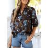 image:imagePRETTYGARDEN Womens 2026 Summer Floral Blouses Dressy Casual Half Sleeve V Neck Going Out Boho Tops Spring Fashion ClothingCoffee