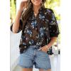 image:imagePRETTYGARDEN Womens 2026 Summer Floral Blouses Dressy Casual Half Sleeve V Neck Going Out Boho Tops Spring Fashion ClothingCoffee