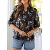 image:imagePRETTYGARDEN Womens 2026 Summer Floral Blouses Dressy Casual Half Sleeve V Neck Going Out Boho Tops Spring Fashion ClothingCoffee