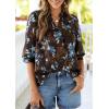 image:imagePRETTYGARDEN Womens 2026 Summer Floral Blouses Dressy Casual Half Sleeve V Neck Going Out Boho Tops Spring Fashion ClothingCoffee