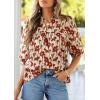 image:imagePRETTYGARDEN Womens 2026 Summer Floral Blouses Dressy Casual Half Sleeve V Neck Going Out Boho Tops Spring Fashion ClothingFloral Apricot Red