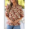 image:imagePRETTYGARDEN Womens 2026 Summer Floral Blouses Dressy Casual Half Sleeve V Neck Going Out Boho Tops Spring Fashion ClothingFloral Apricot Red